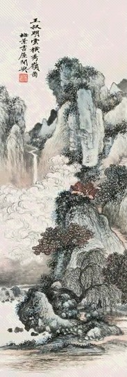 吴湖帆 云横秀岭图 立轴 设色纸本