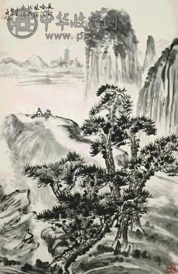 钱瘦铁 1962年作 山水 设色纸本