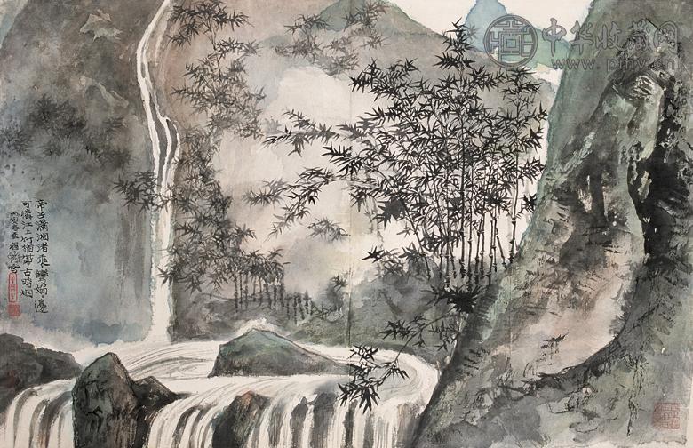 程十发 1986年作 潇湘古韵图 立轴 设色纸本