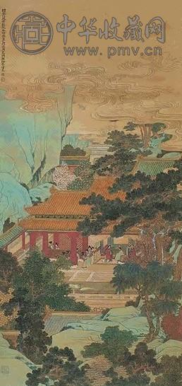 清 任熊 僊山楼阁 轴