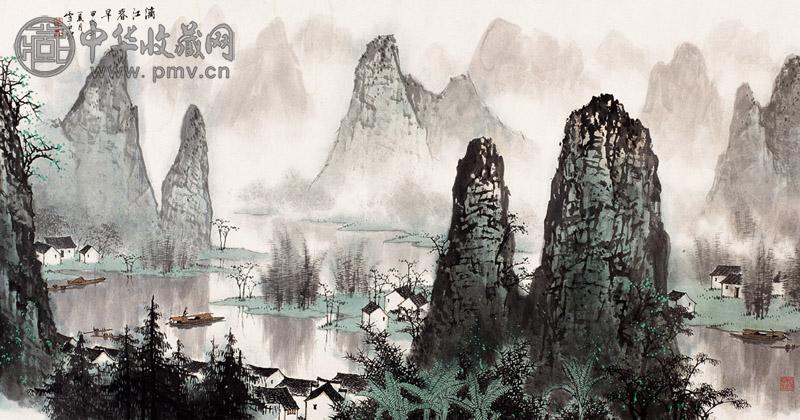 白雪石 漓江春早 镜心 设色纸本