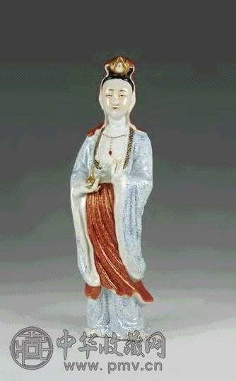民国 粉彩瓷塑观音