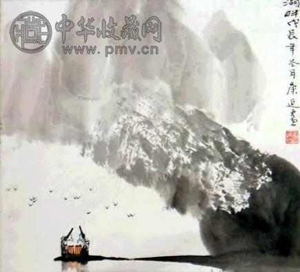 白庚延 湖畔 立轴 设色纸本