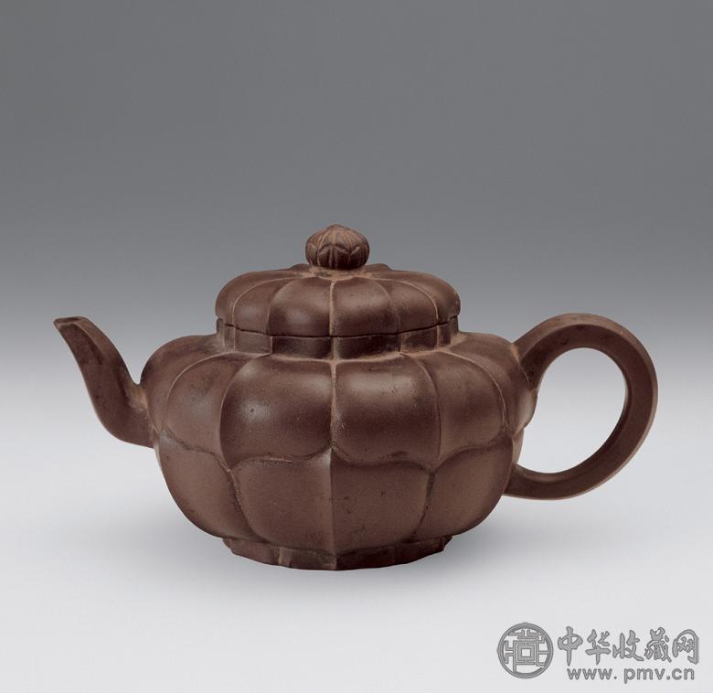 清中期 紫砂合菱壶