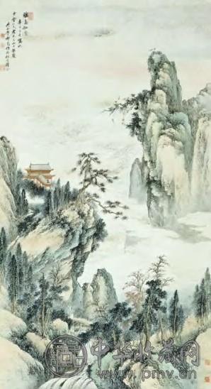 祁崑 现代 瑶岛仙庐 轴
