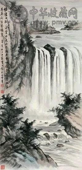 黄君璧瀑布图立轴设色收藏资讯|艺术家|书画家|书画名人|书法家-中华收藏网