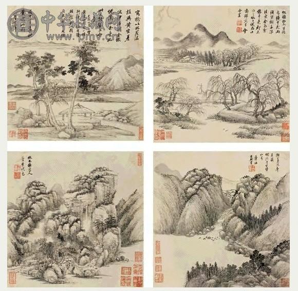 王翚 仿古山水册页 册页 十开 水墨纸本