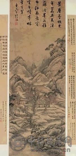 余洋 溪桥策杖图 轴 纸本设色