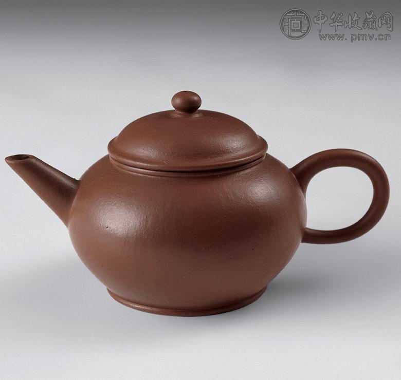 清末 昌记孟臣款朱泥水平壶