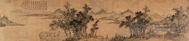 王昱 癸丑(1733年)作 山水 手卷 设色洒金