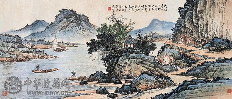 袁松年 山水 镜心 设色纸本