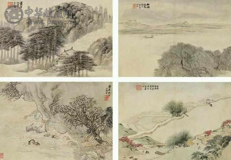 清 方士庶 山水 四屏