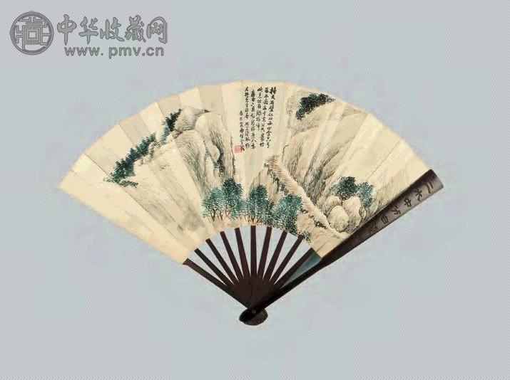 林纾 山水、书法 扇面 纸本