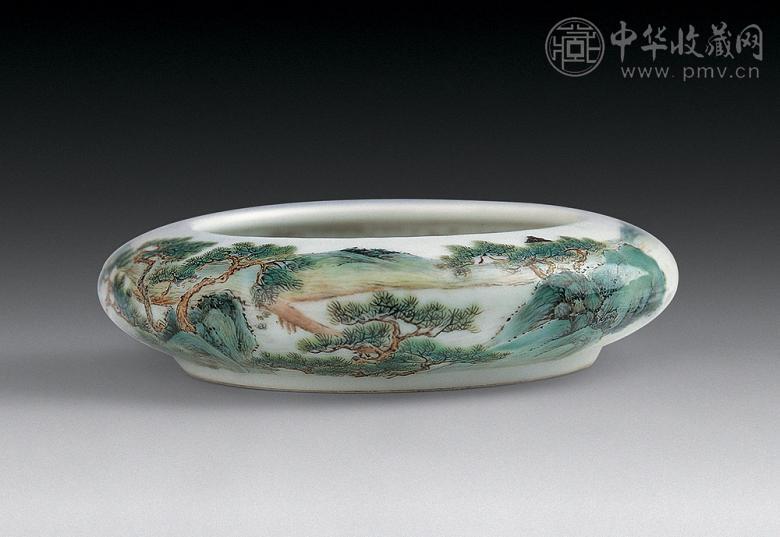 民国粉彩山水人物纹水盂收藏资讯|艺术家|书画家|书画名人|书法家-中华