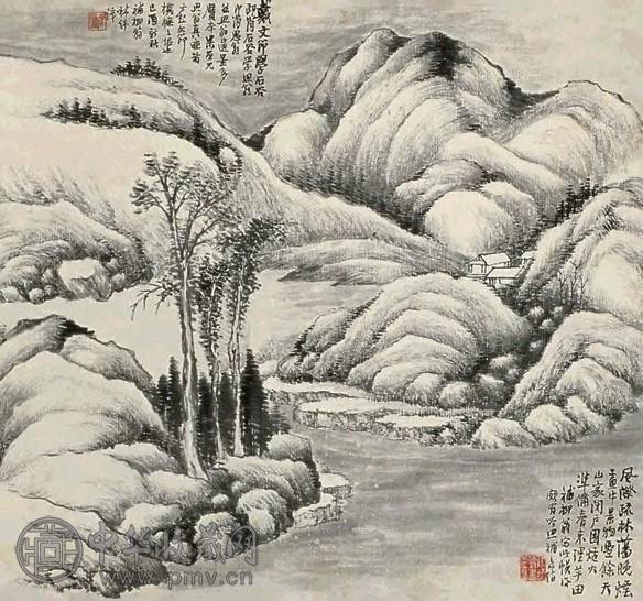 林纾 己酉(1909年)作 山水 立轴 水墨纸本
