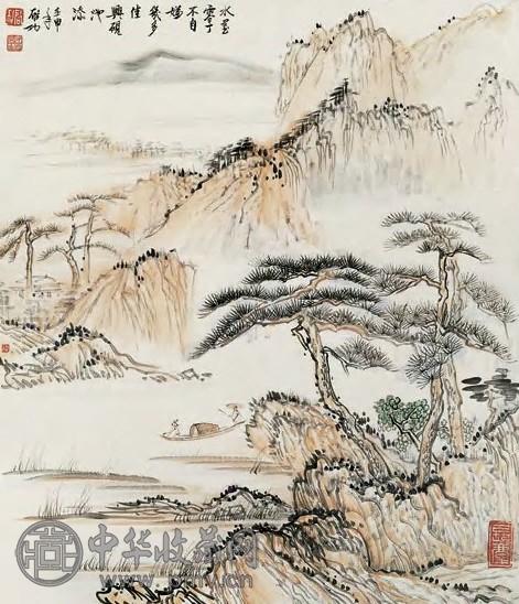 启功 1932年作 山水图 镜心 设色纸本