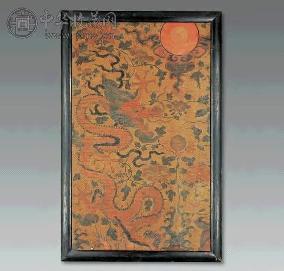 明嘉靖 龙纹戗金细钩填漆柜门残件