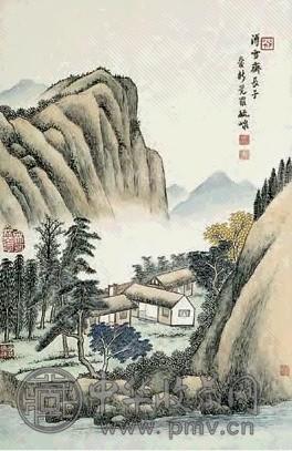 毓泉 山水 立轴 设色纸本