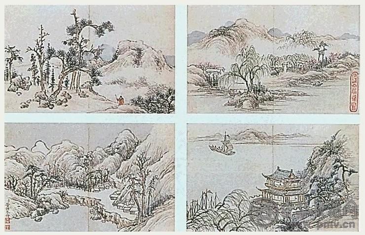 清 董诰 山水 册页(12开) 设色纸本