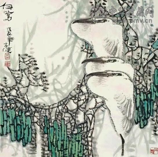 白鹭 立轴 设色纸本