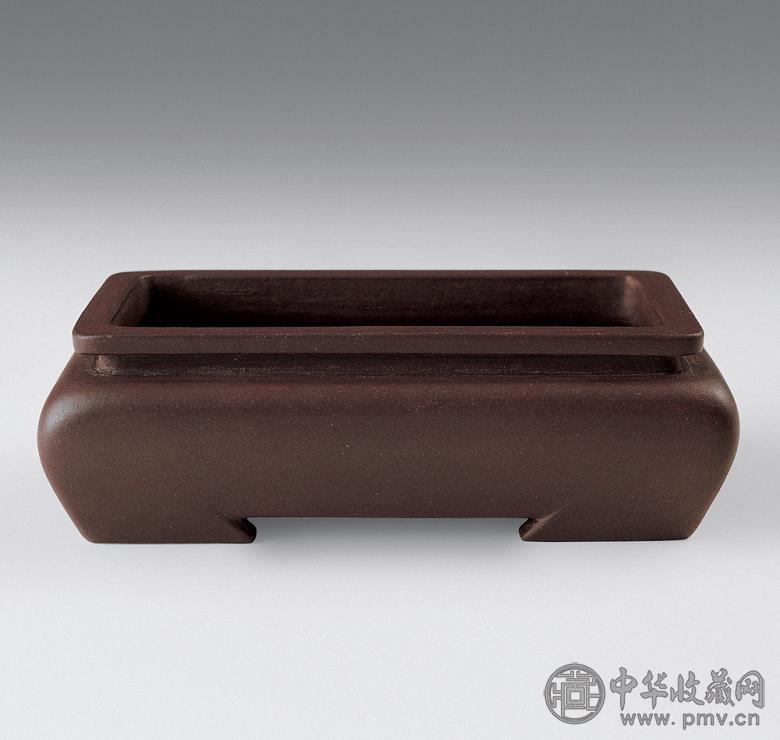 民国 裴石民款紫砂四方花盆