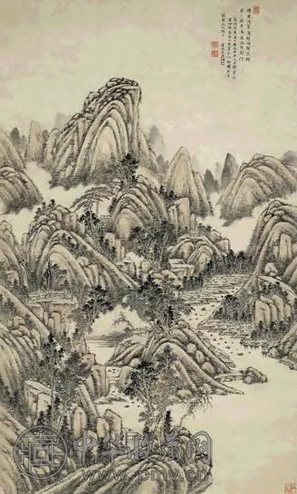 唐岱 晴岚浮翠 轴