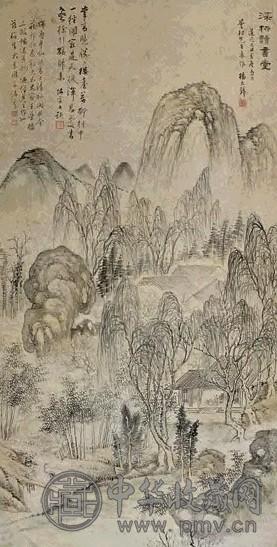 杨天璧 己丑(1829年) 深柳读书图 立轴 设色纸本