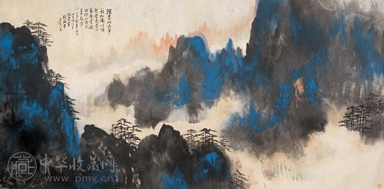 刘海粟 泼彩山水 镜心 设色纸本