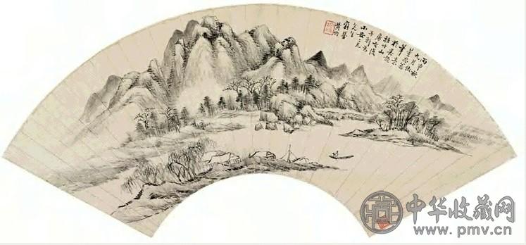 清 黄均 溪山放棹 扇面