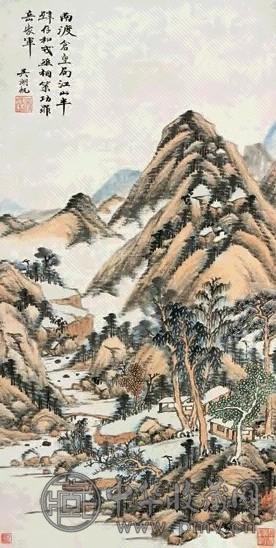 吴湖帆 山水 轴 设色纸本
