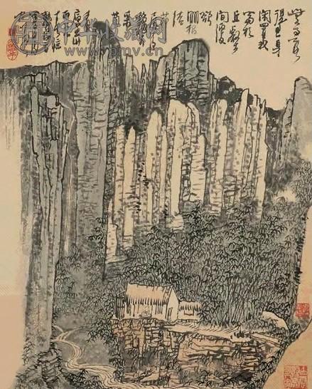近现代 黄秋园 看庐山 轴
