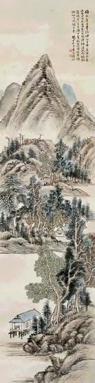 陆恢 山水 立轴 设色纸本