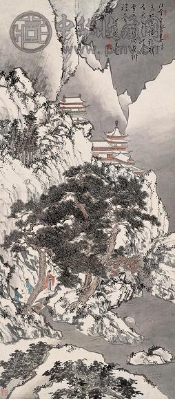 溥儒 深雪楼台 镜心 设色纸本