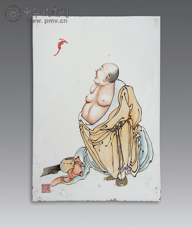 民国 粉彩福在眼前纹瓷板