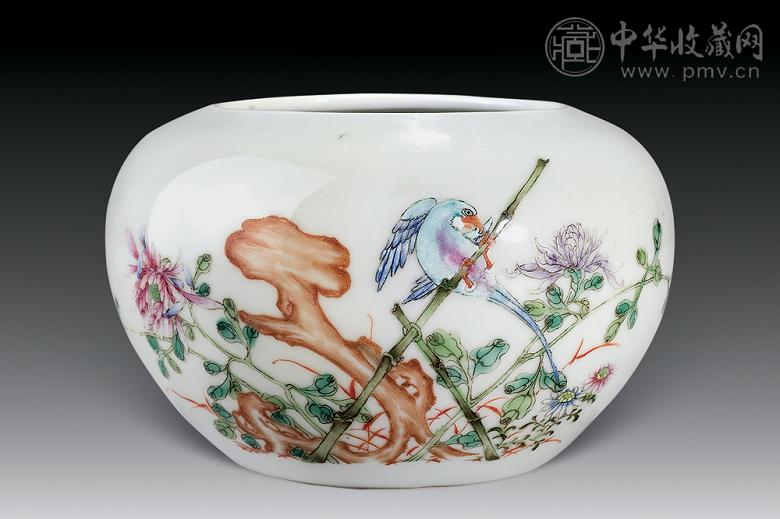 民国 粉彩花鸟纹洗