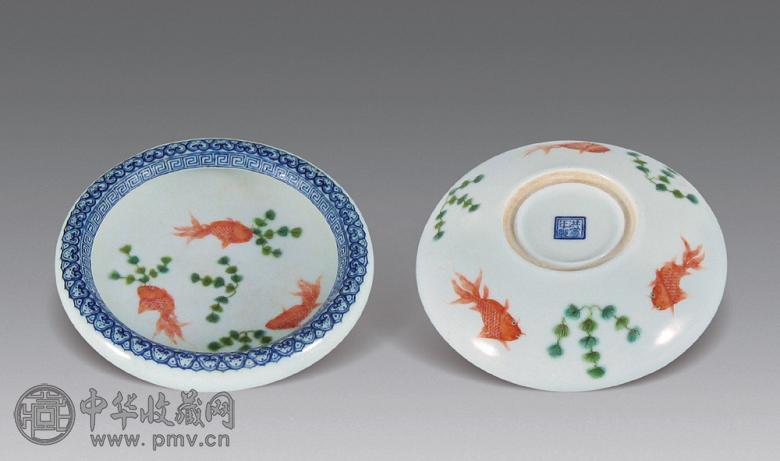 民国 粉彩鱼藻纹洗