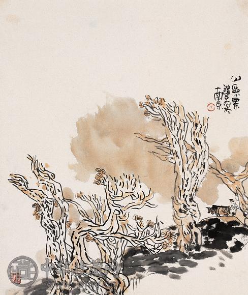 朱道平 山区小景 镜心 设色纸本