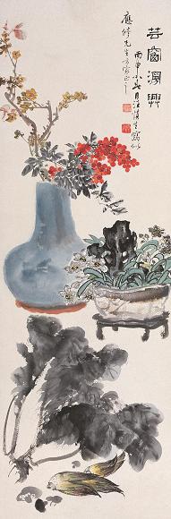 汪慎生 丙申(1956年)作 芸窗漫兴 镜心 设色纸本