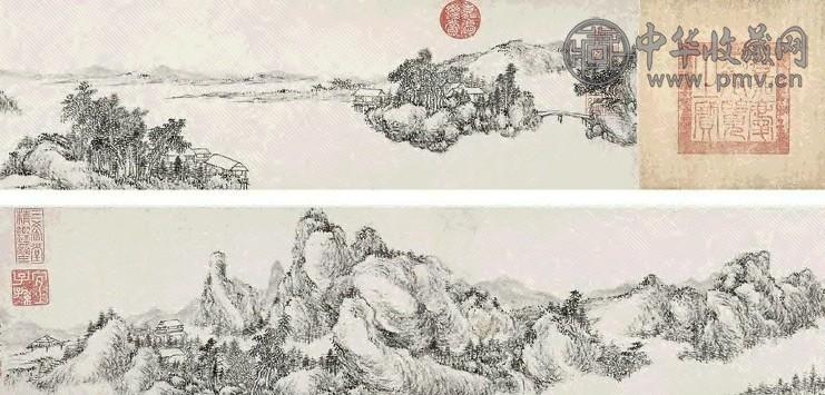 钱维城 溪山积翠图 手卷 水墨纸本