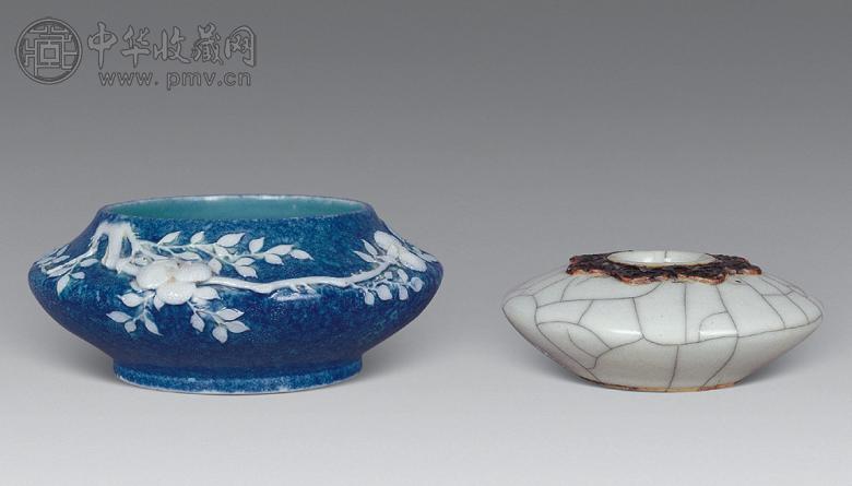 清中期 哥釉水盂 炉钧水盂(2件)