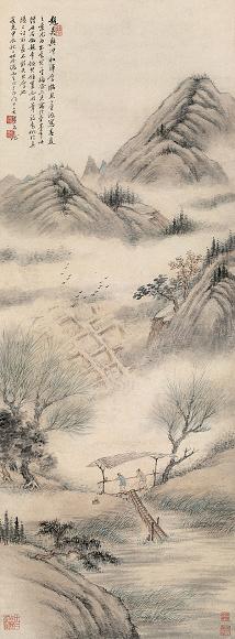 汤贻汾 山水 立轴 纸本