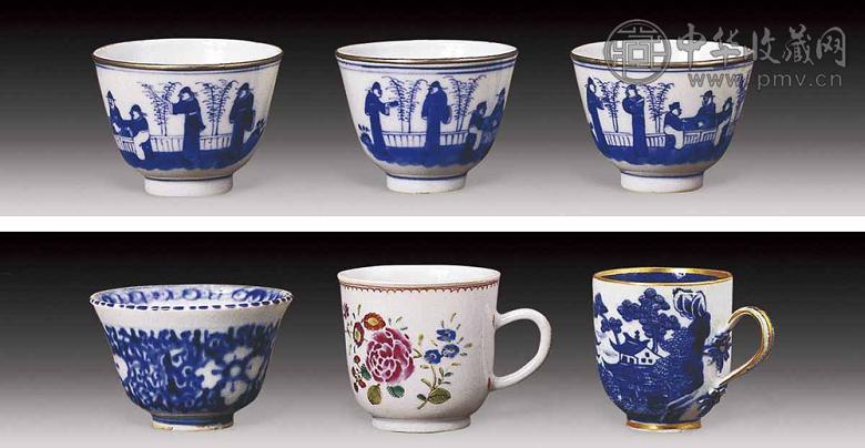 清 青花花卉杯(6件)