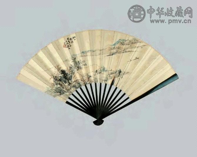 胡觉之 山水、书法 扇面 纸本