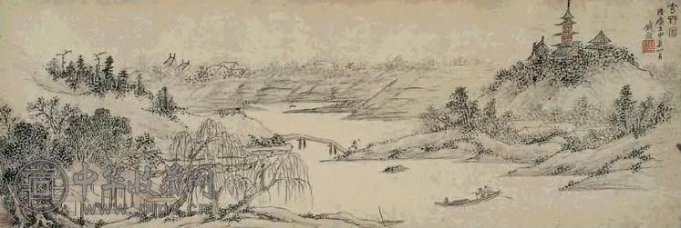 钱谷 1572年作 玄野图 手卷 设色绢本