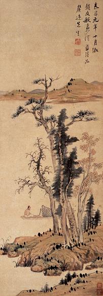 兰瑛(款) 山水 立轴 设色纸本