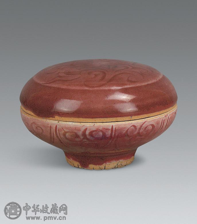 清 豇豆红釉印泥盒