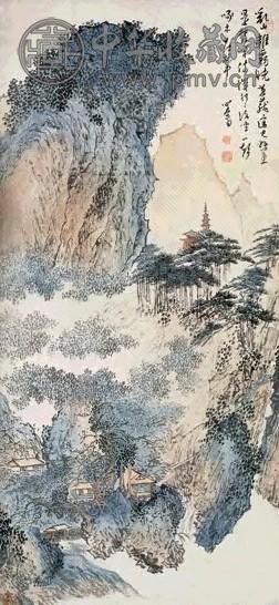 溥儒 雾山葱茏图 立轴 设色纸本