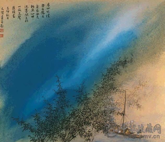 米文杰 1999年作 秋江归舟 镜心 设色金笺