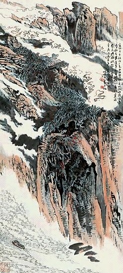 近现代 陆俨少 川江行船 轴