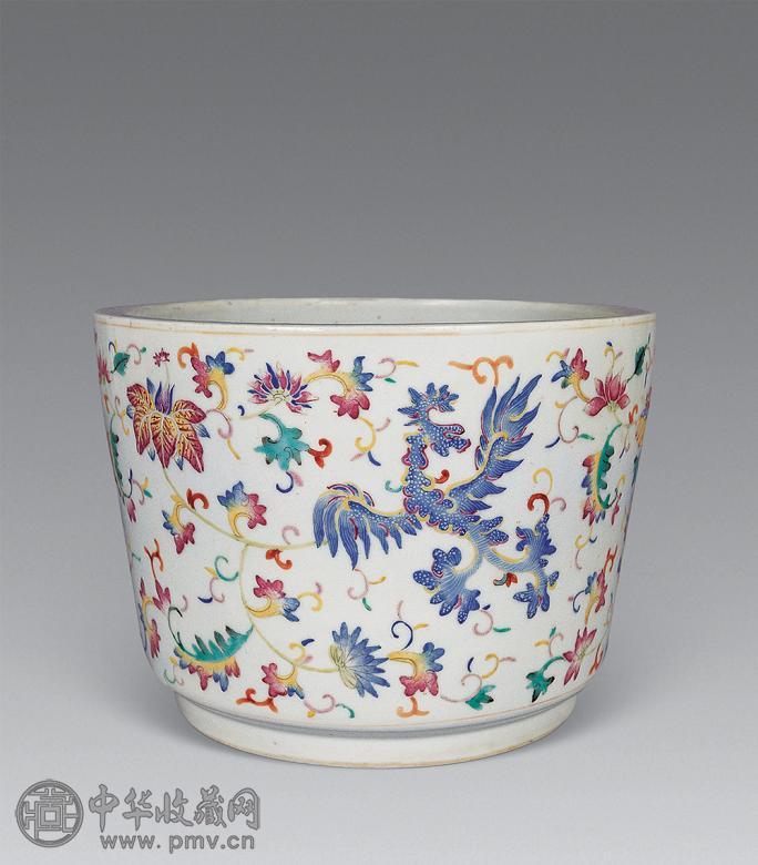清光绪 粉彩夔凤纹花盆